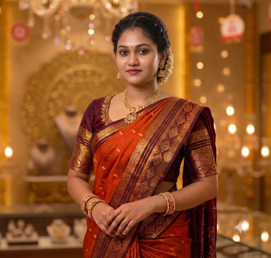 Draped silk saree